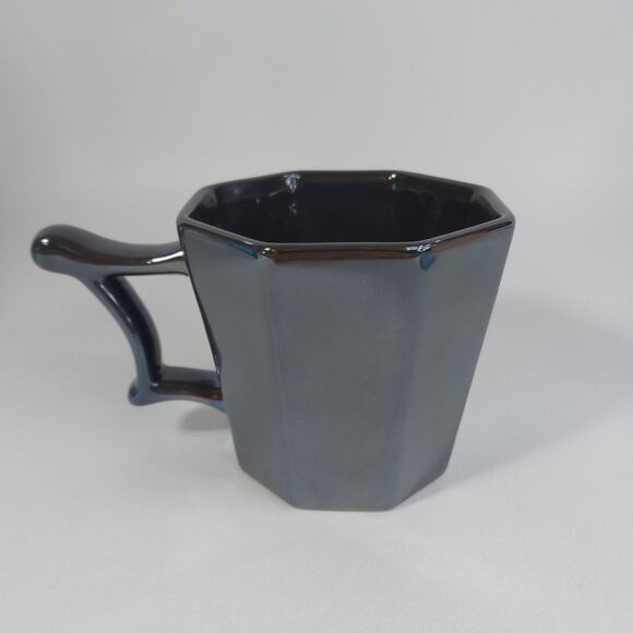 Starbucks Gray Gunmetal Reflective Metallic 14 Oz Octagon‎ Coffee Tea Mug - Picture 2 of 4